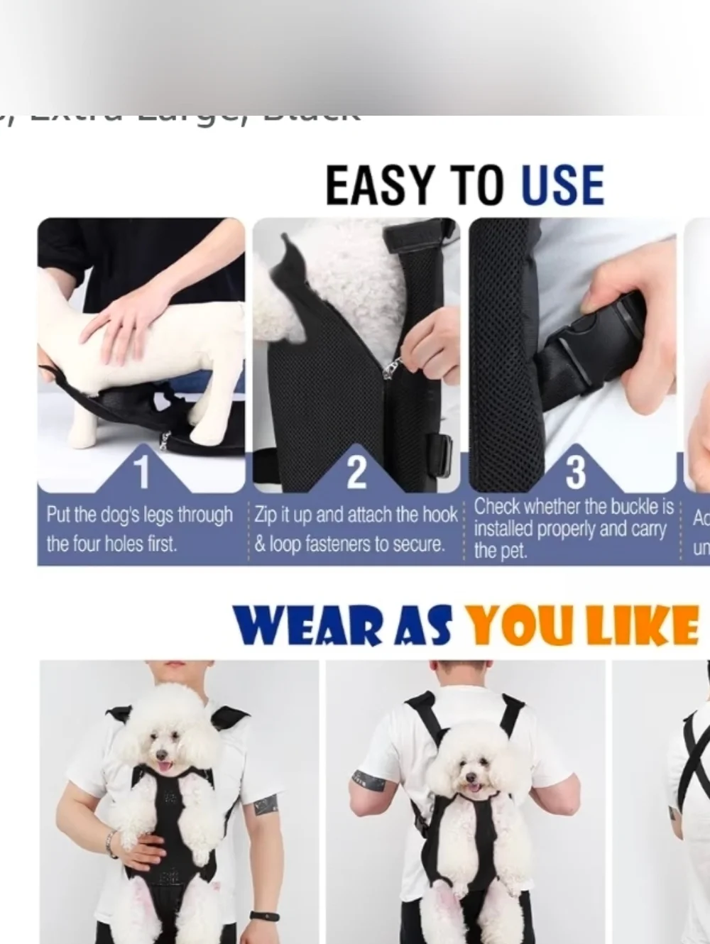 Pawaboo Pet Carrier Backpack, Legs Out, Easy-Fit for Traveling. XL NEW!